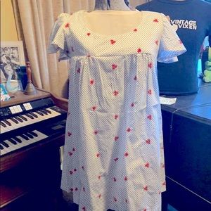 Vintage polka dot embroidered Roses & Hearts dress